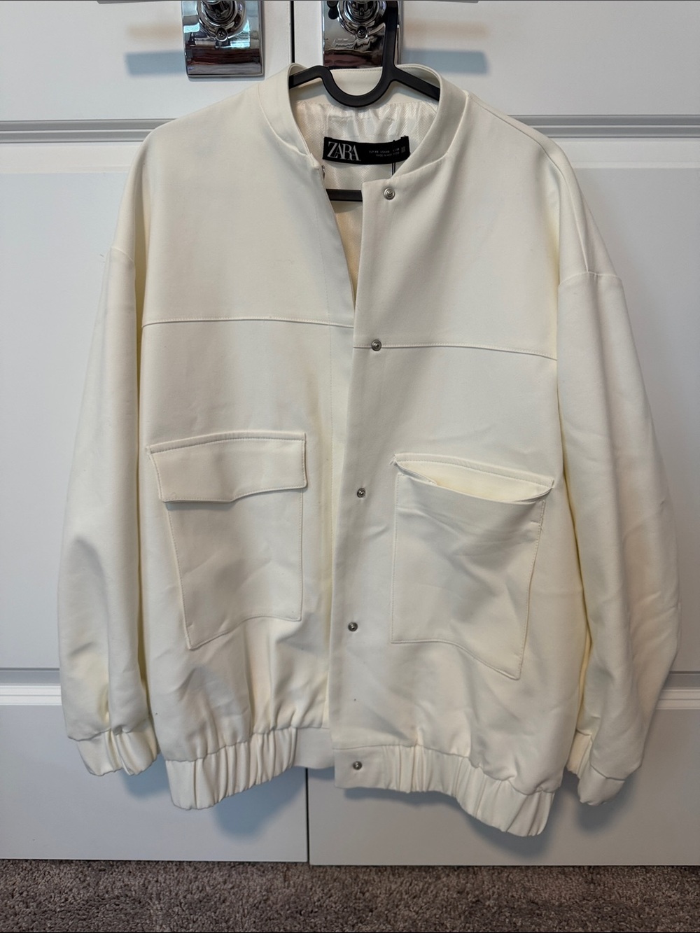 Zara Men's Off-White Bomber Jacket